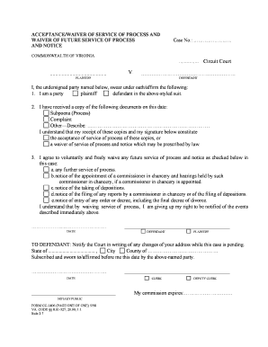 Virginia Service Process  Form