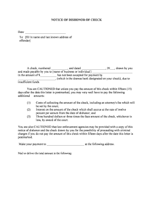 Washington Notice of Dishonored Check Civil Keywords Bad Check, Bounced Check  Form