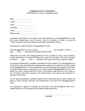 Subordination Agreement Form