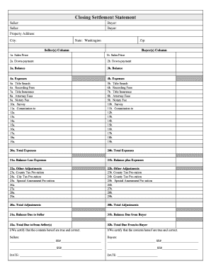 Settlement Statement Form