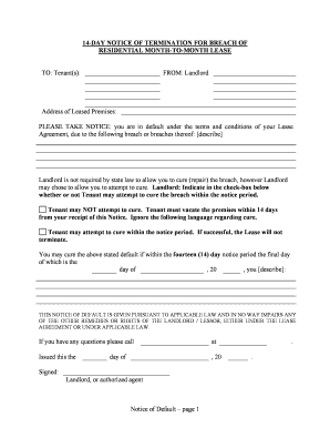 14 Day Notice  Form