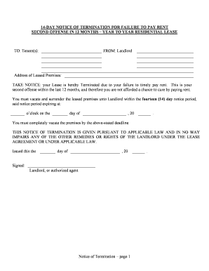 Wisconsin 14 Day Notice to Terminate Year to Year Lease for Default in Payment of Rent for Second Time in One Year Residential  Form