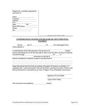 Wisconsin Unconditional Waiver and Release of Claim of Lien Upon Final Payment  Form