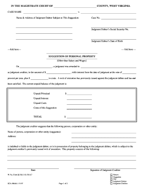 SUGGESTION of PERSONAL PROPERTY SCA M644 DOC  Form