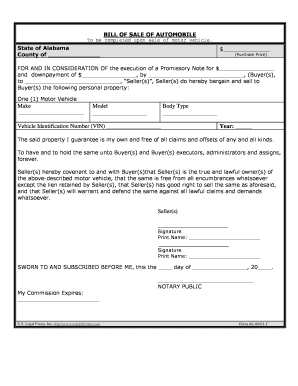 Alabama Odometer Statement  Form