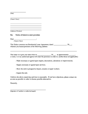 Letter Enter Premises  Form