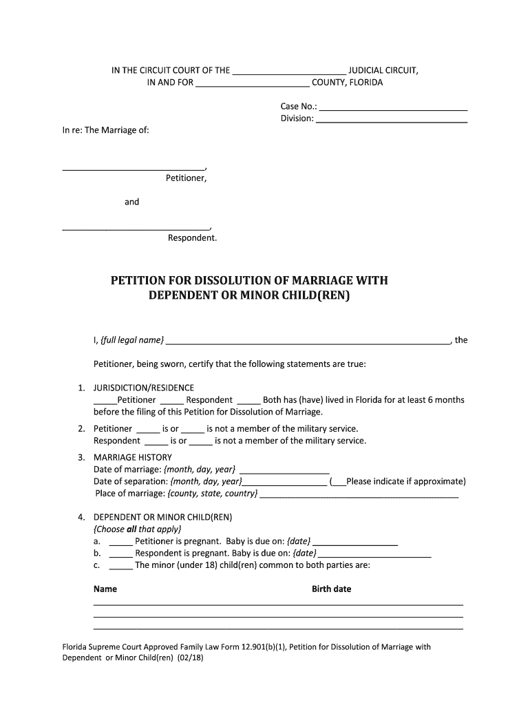 Florida Supreme Court Approved Law Form 12 901b3, Petition for