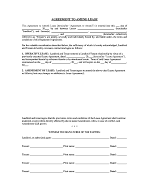 Amendment Residential Lease  Form