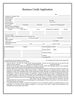 Business Credit Application Editable  Form