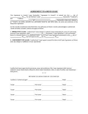 North Carolina Amendment of Residential Lease  Form