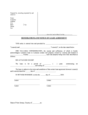 New Jersey Lease Agreement Form