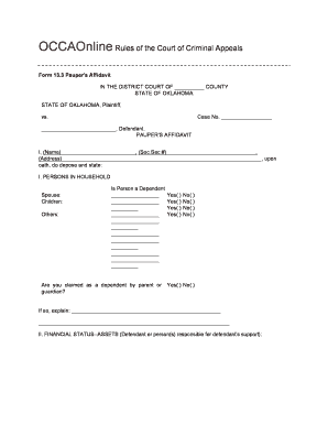 Form 13 3 Pauper's Affidavit