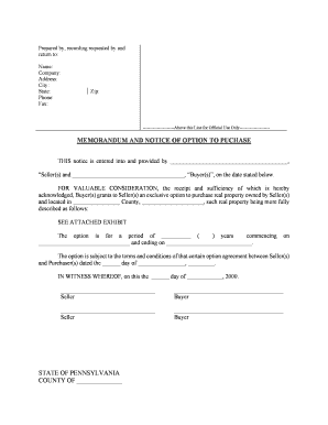 Pennsylvania Option  Form