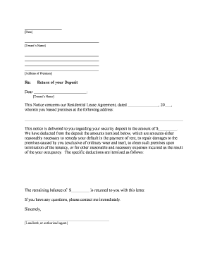 Rhode Island Letter from Landlord to Tenant Returning Security Deposit Less Deductions  Form