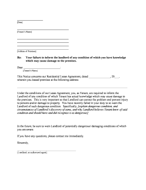 Letter Tenant Notice  Form