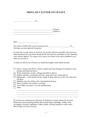 Texas Letter from Landlord to Tenant with Directions Regarding Cleaning and Procedures for Move Out  Form