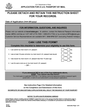 Passport Renewal Application  Form