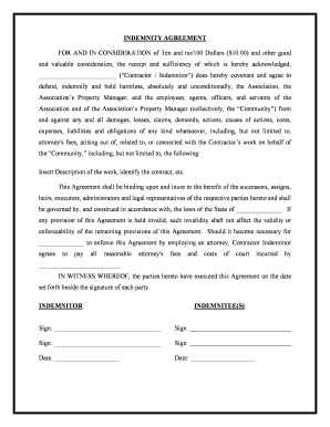 Indemnification  Form