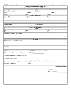 Fill and Sign the Proposal Construction Sample Form