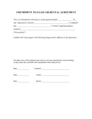 Amendment Lease Form