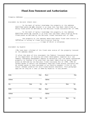 Flood Zone Statement  Form