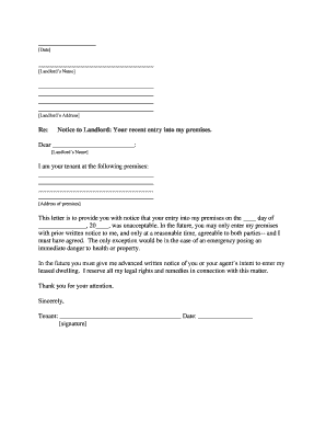 Tenant Landlord Entry  Form