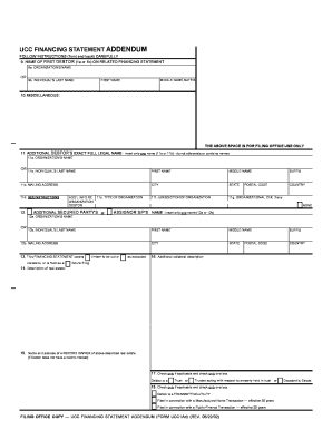 UCC1 Financing Statement &amp;amp; Addendum CDFI Fund  Form