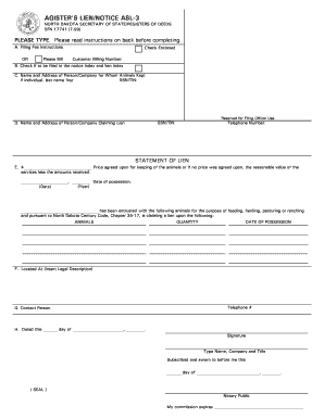 AGISTER'S LIENNOTICE ASL 3  Form