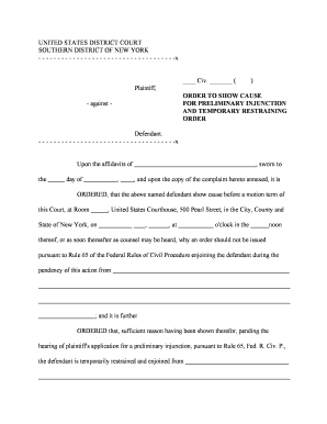 Order to Show Cause for Preliminary Injunction and T R O  Form