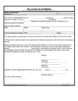 Colorado Odometer Disclosure Statement  Form