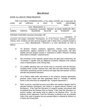 Massachusetts Bill of Sale in Connection with Sale of Business by Individual or Corporate Seller  Form