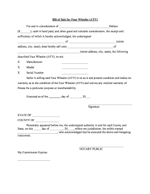 Fill and Sign the Blank Bill Sale Form Printable