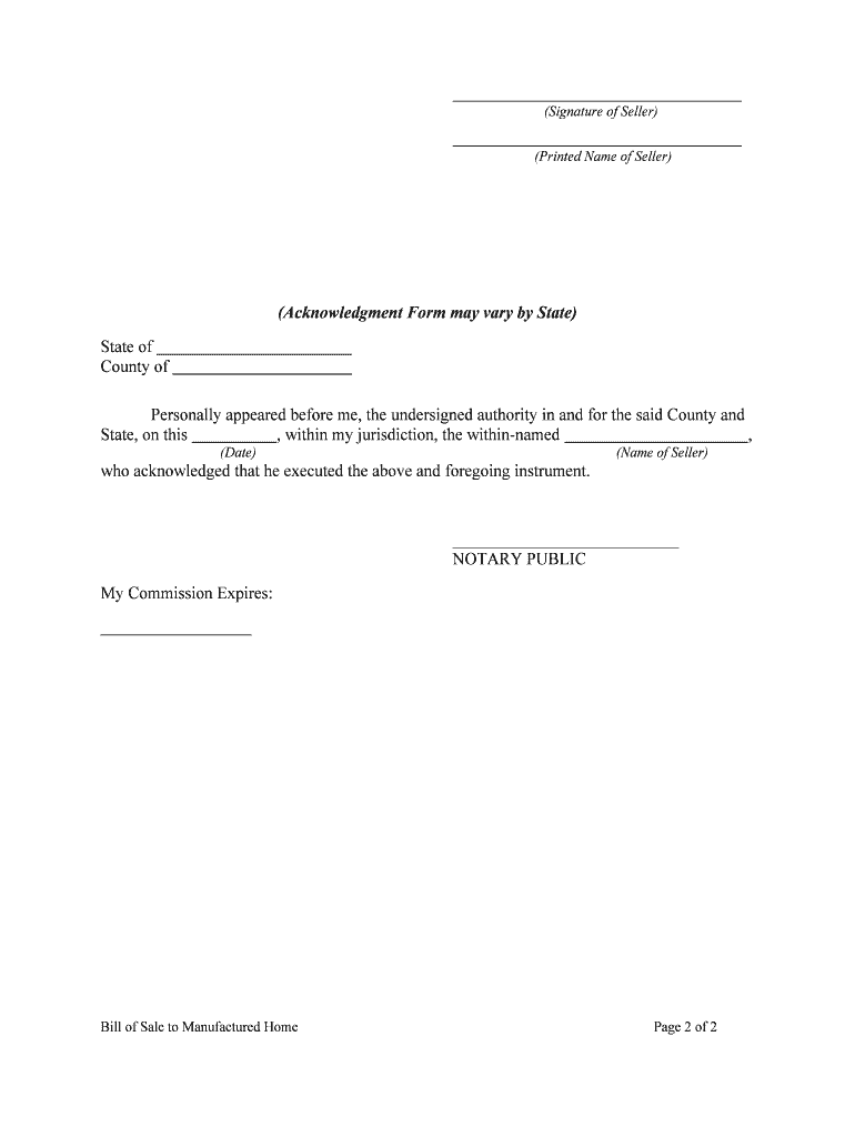 Bill Sale Form