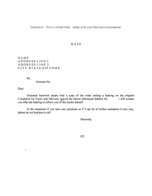 Enclosed Herewith Please Find a Copy of the Order Setting a Hearing on the Original  Form