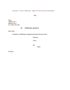 Enclosed is a Modification Agreement between Name and Name  Form