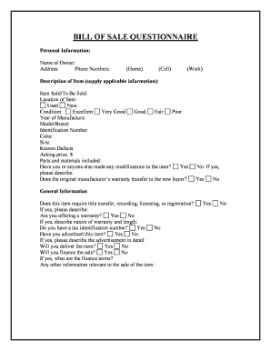 Bill Sale Form