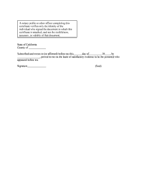 California Jurat Acknowledgment  Form