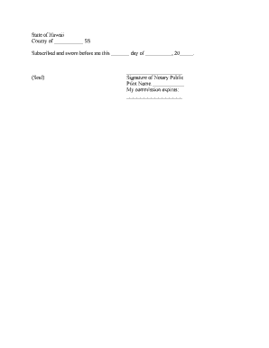 Hawaii Jurat Acknowledgment  Form