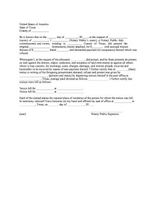 Texas Acknowledgment of Protest  Form