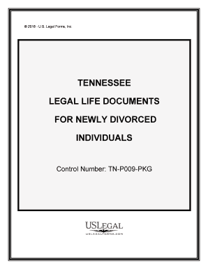 Tennessee Newly Divorced Individuals Package  Form