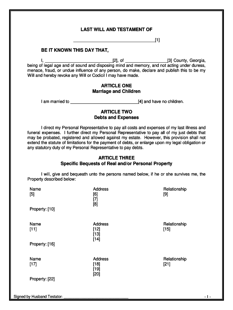 Georgia Married Couple  Form