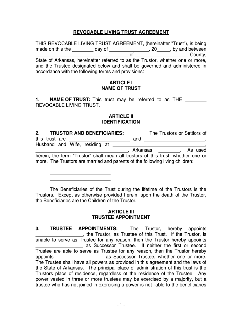 Fill and Sign the State of Arkansas Hereinafter Referred to as the Trustor Whether One or More Form