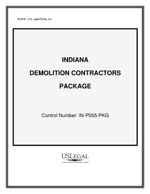 Indiana Demolition Contractor Package  Form