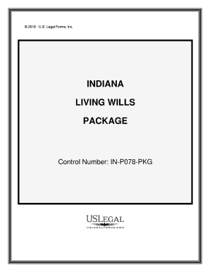 Indiana Living Wills and Health Care Package  Form