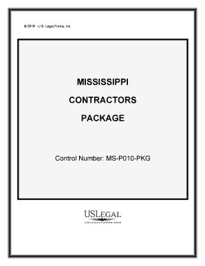 Mississippi Contractors Forms Package