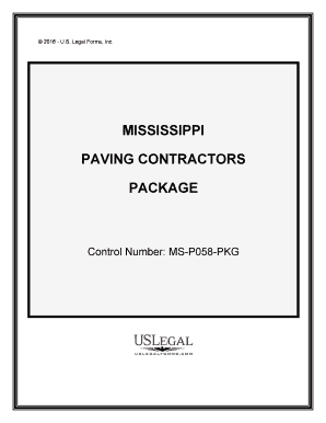 Mississippi Paving Contractor Package  Form