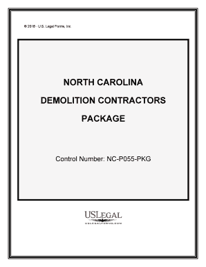 North Carolina Demolition Contractor Package  Form