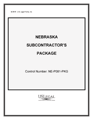 Nebraska Subcontractors Package  Form