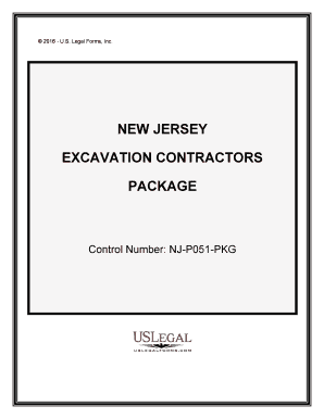 New Jersey Excavation Contractor Package  Form