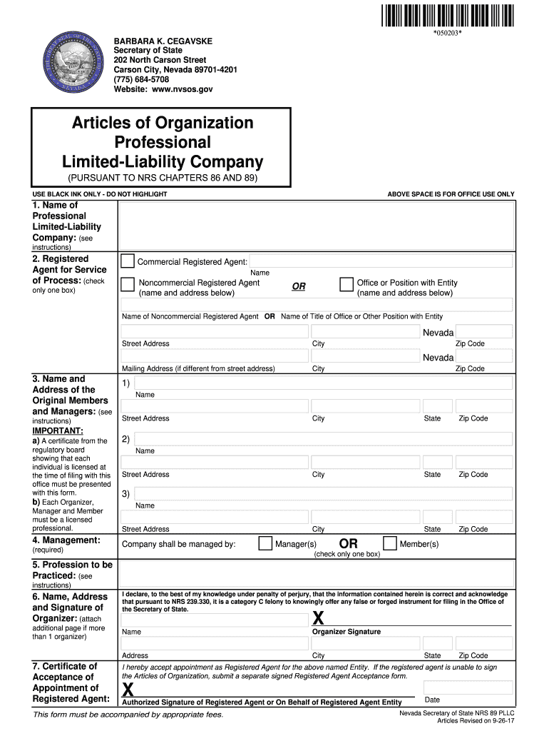 Dissolution of Limited Liability Company  Nevada Secretary of State  Form